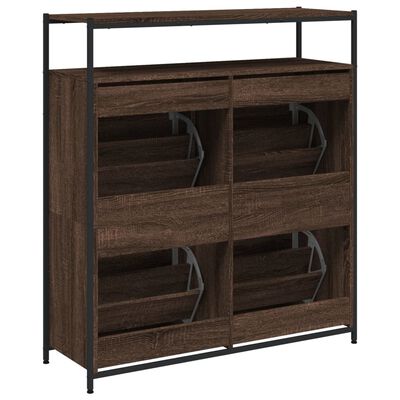 vidaXL Shoe Cabinet with 4 Flip-Drawers Brown Oak 100x34x112 cm