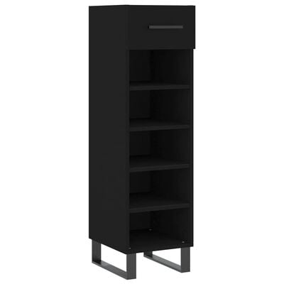 vidaXL Shoe Cabinet Black 30x35x105 cm Engineered Wood