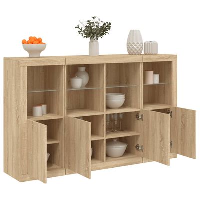 vidaXL Sideboards with LED Lights 3 pcs Sonoma Oak Engineered Wood