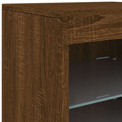 vidaXL Sideboard with LED Lights Brown Oak 162x37x67 cm