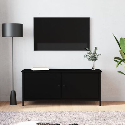 vidaXL TV Cabinet with Doors Black 102x35x45 cm Engineered Wood