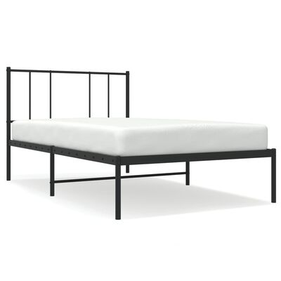 vidaXL Metal Bed Frame without Mattress with Headboard Black 90x190 cm Single