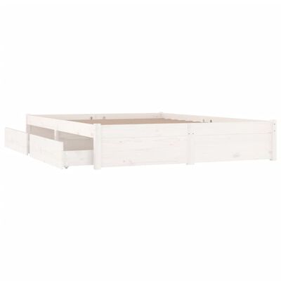 vidaXL Bed Frame without Mattress with Drawers White Double