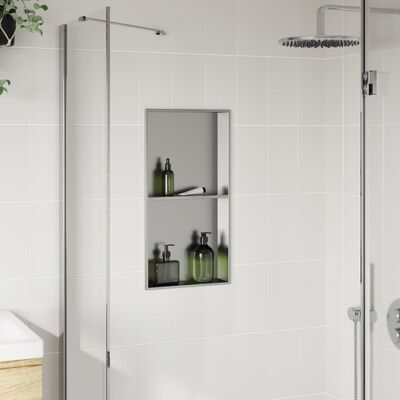 vidaXL Shower Niche Brushed Silver 32x62x9 cm Stainless Steel