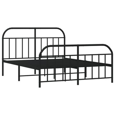 vidaXL Metal Bed Frame without Mattress with Footboard Black 180x200 cm Super King