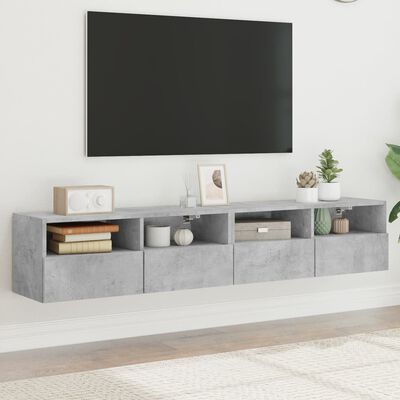 vidaXL TV Wall Cabinets 2 pcs Concrete Grey 80x30x30 cm Engineered Wood