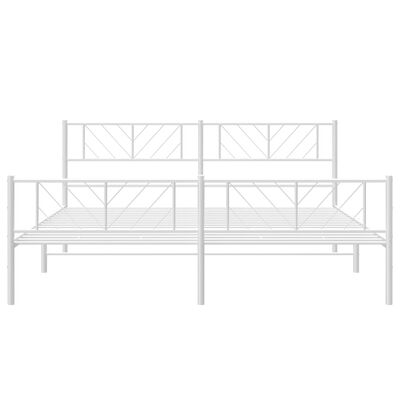 vidaXL Metal Bed Frame without Mattress with Footboard White 183x213 cm