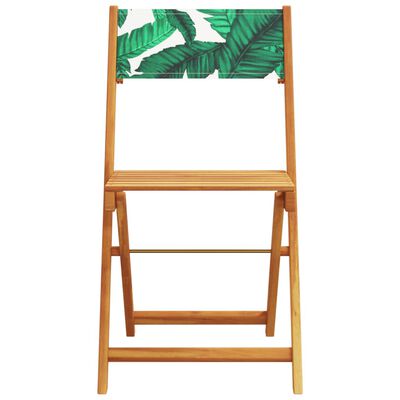 vidaXL Folding Garden Chairs 4 pcs Green Fabric and Solid Wood