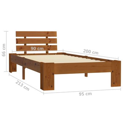 vidaXL Bed Frame without Mattress Honey Brown Solid Pine Wood 90x200 cm