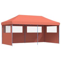 vidaXL Foldable Party Tent Pop-Up with 3 Sidewalls Terracotta