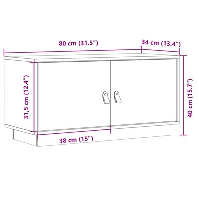 vidaXL TV Cabinet Grey 80x34x40 cm Solid Wood Pine