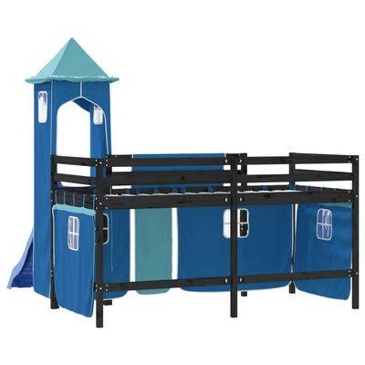 vidaXL Kids' Loft Bed with Tower without Mattress Blue 80x200 cm