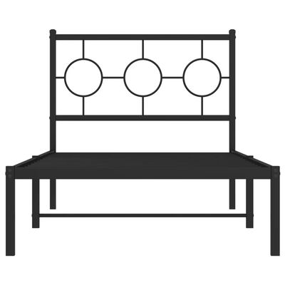 vidaXL Metal Bed Frame without Mattress with Headboard Black 90x200 cm