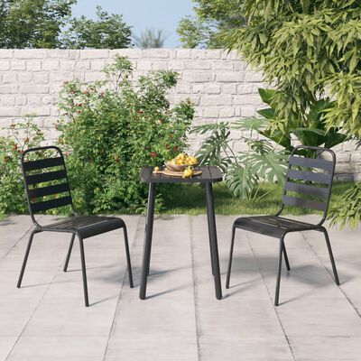 vidaXL 3 Piece Garden Dining Set Anthracite Steel