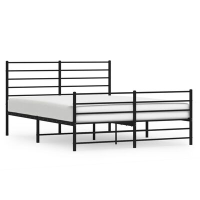 vidaXL Metal Bed Frame without Mattress with Footboard Black 140x190 cm