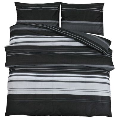 vidaXL Duvet Cover Set Black and White 220x240 cm Cotton