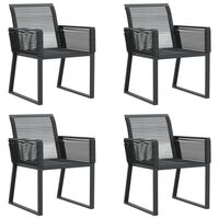 vidaXL Garden Chairs 4 pcs Black Poly Rattan