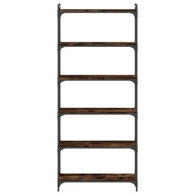 vidaXL Bookcase 6-Tier Smoked Oak 80x30x188 cm Engineered Wood