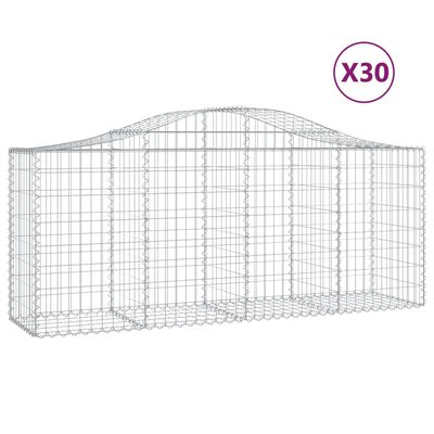 vidaXL Arched Gabion Baskets 30 pcs 200x50x80/100 cm Galvanised Iron