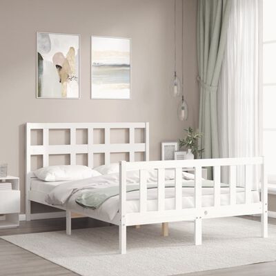 vidaXL Bed Frame without Mattress White 140x200 cm Solid Wood Pine