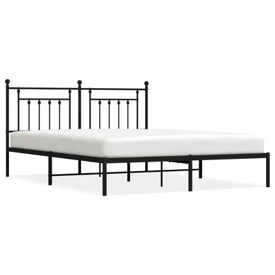 vidaXL Metal Bed Frame without Mattress with Headboard Black 183x213 cm