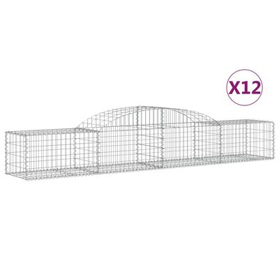 vidaXL Arched Gabion Baskets 12 pcs 300x50x40/60 cm Galvanised Iron