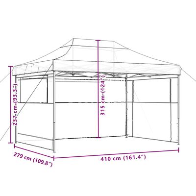 vidaXL Foldable Party Tent Pop-Up with 3 Sidewalls Beige