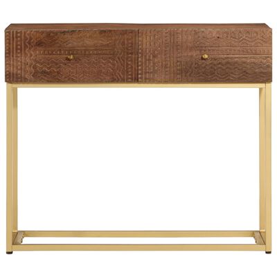 vidaXL Console Table 90x30x76 cm Solid Wood Mango and Iron