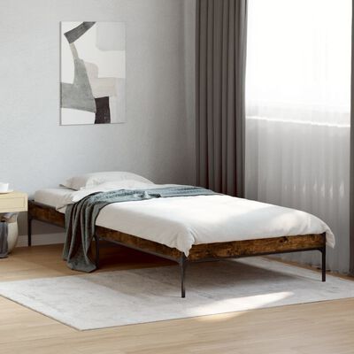 vidaXL Bed Frame without Mattress Smoked Oak 100x200 cm