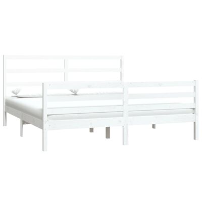 vidaXL Bed Frame without Mattress White Solid Wood Pine 180x200 cm Super King