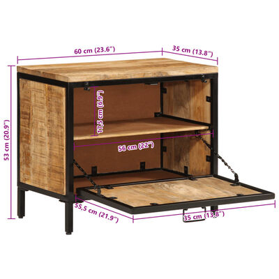 vidaXL Shoe Cabinet 60x35x53 cm Solid Rough Wood Mango