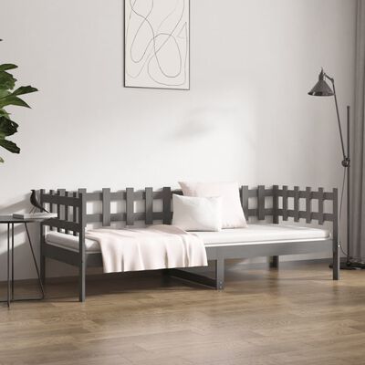 vidaXL Day Bed without Mattress Grey 90x190 cm Single Solid Wood Pine