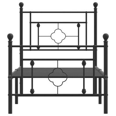 vidaXL Metal Bed Frame without Mattress with Footboard Black 80x200 cm