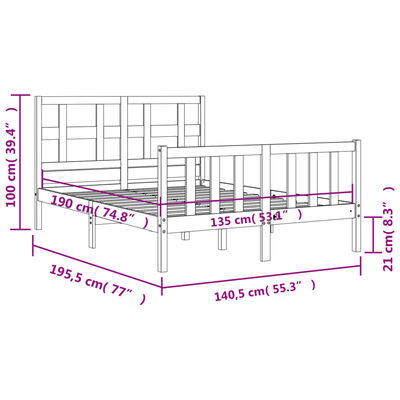 vidaXL Bed Frame without Mattress Double Solid Wood Pine