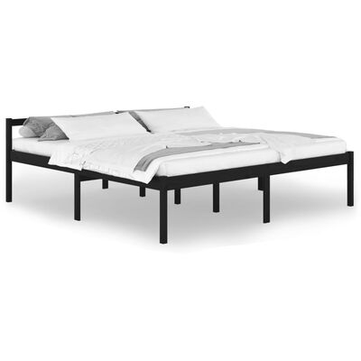 vidaXL Senior Bed without Mattress Black 200x200 cm Solid Wood Pine