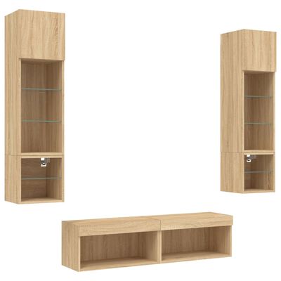 vidaXL 6 Piece TV Wall Units with LED Sonoma Oak Engineered Wood