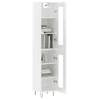 vidaXL Highboard High Gloss White 34.5x34x180 cm Engineered Wood