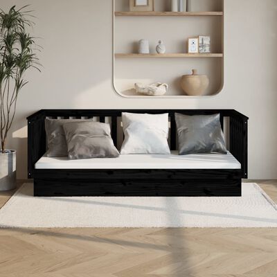 vidaXL Day Bed without Mattress Black 100x200 cm Solid Wood Pine