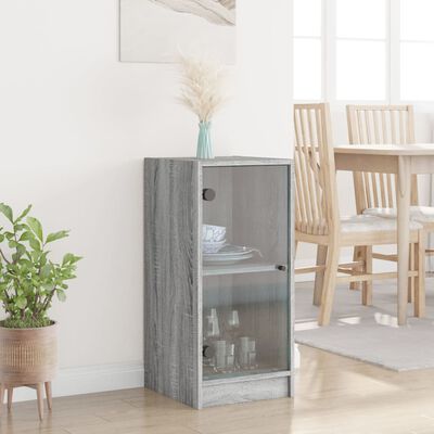 vidaXL Side Cabinet with Glass Doors Grey Sonoma 35x37x75.5 cm