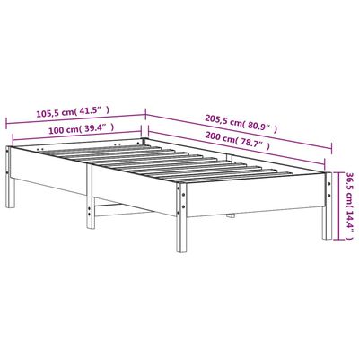 vidaXL Bed Frame without Mattress Wax Brown 100x200 cm Solid Wood Pine