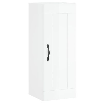 vidaXL Wall Mounted Cabinet High Gloss White 34.5x34x90 cm Engineered Wood