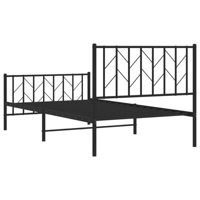 vidaXL Metal Bed Frame without Mattress with Footboard Black 100x200 cm