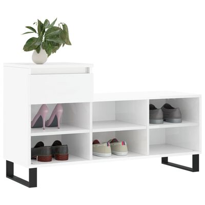 vidaXL Shoe Cabinet High Gloss White 102x36x60 cm Engineered Wood