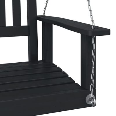 vidaXL Garden Swing Chair with Metal Chains Black Solid Wood Fir