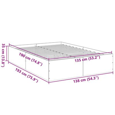 vidaXL Bed Frame without Mattress Brown Oak 135x190 cm Double