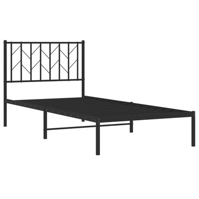 vidaXL Metal Bed Frame without Mattress with Headboard Black 90x200 cm