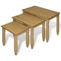 vidaXL Three Piece Nesting Table Set Mexican Pine Corona Range