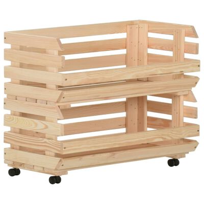 vidaXL Vegetable Trolley 77x30x80 cm Solid Pinewood