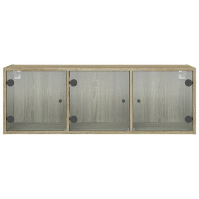 vidaXL Wall Cabinet with Glass Doors Sonoma Oak 102x37x35 cm