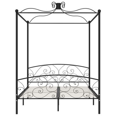 vidaXL Canopy Bed Frame without Mattress Black Metal 180x200 cm Super King